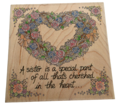 Stamps Happen Rubber Stamp Sister Saying Floral Heart Family Card Making Words - £7.96 GBP