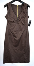 Sisley Brown Ruched Front Empire Waist Knee Length Dress XS NWT - £31.11 GBP