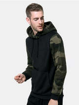 Men&#39;s  casual sweater camouflage color matching hooded plus size sweater - £17.81 GBP