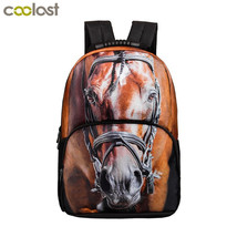 Animal Printing Boys Girls Horse School Bags Howling Wolf /  Children School Bag - £48.77 GBP