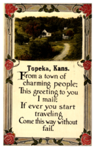 Topeka Kansas Welcome Postcard Advertising Sample Postcard Unposted - £3.92 GBP