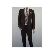 Men Suit BERLUSCONI Turkey 100% Italian Wool Super 180's #Ber30 Brown/Burgundy image 4