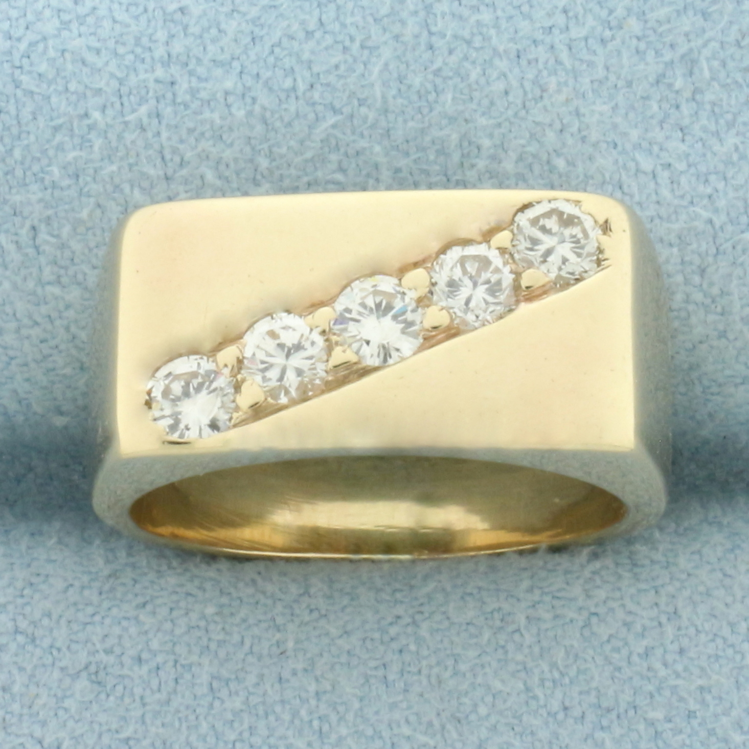 Diagonal Diamond 5-Stone Ring in 14k Yellow Gold - $1,427.50