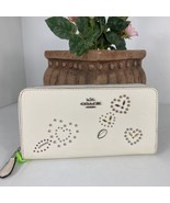 Coach Wallet Heart Bandana Embellished Chalk Leather Accordion  F67495 $... - $96.62