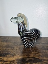 Ngwenya Art Glass Zebra Black White Figurine Kingdom of Swaziland - $46.23