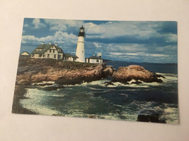 Vintage Postcard (message) Lighthouse Portland Head Light Rocks Waves ME - £2.23 GBP
