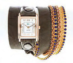 La Mer Sapphire Crystal Chain Gold Square Wrap Watch - $141.67