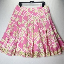 Lilly Pulitzer Skirt Womens 14 Pink Green Pleats Embroidery Floral Coast... - £23.48 GBP