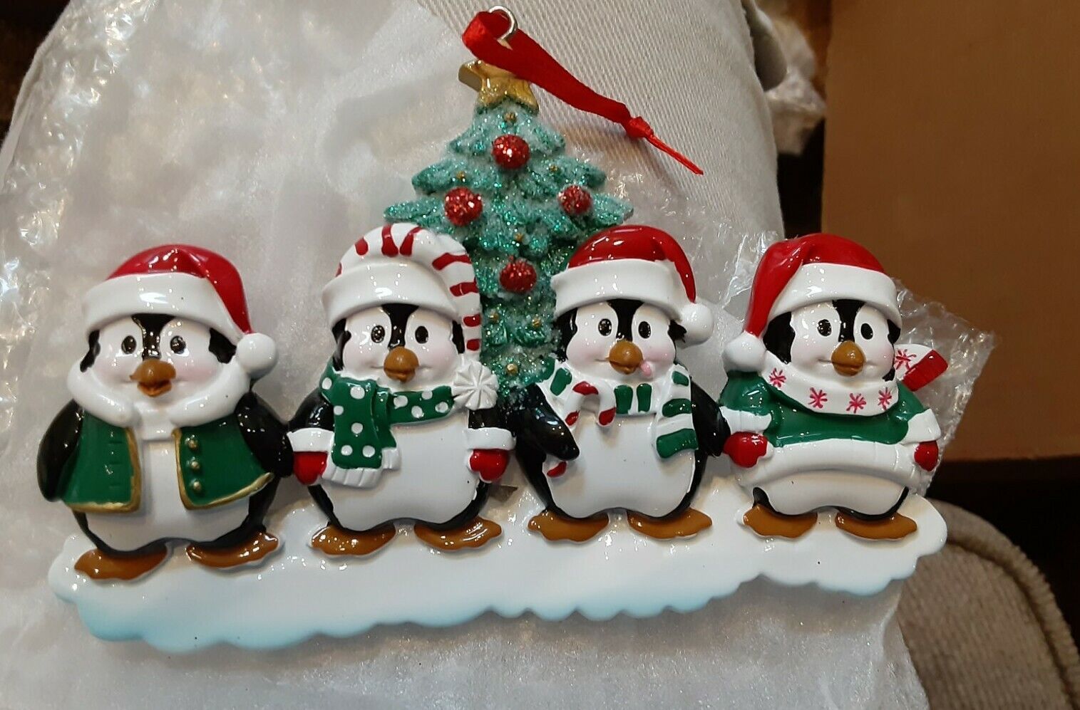 Primary image for Winter Penguin Family  4  Christmas Ornament polar x brand new