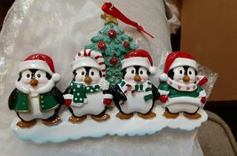 Winter Penguin Family  4  Christmas Ornament polar x brand new - $7.43