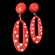 red and whitw lucite dangle earrings - £18.01 GBP