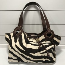 Michael Kors Bag Zebra Print Large Canvas Fashion Tote Shoulder Bag Vtg - $59.39