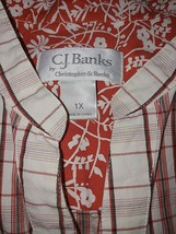 C J Banks Ladies 3/4-SLEEVE Plaid Button TOP-1X-100% COTTON-WORN ONCE-NICE - $13.99