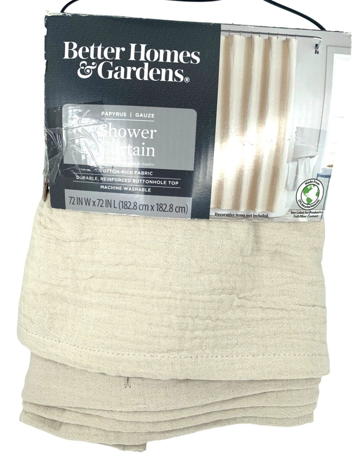 Better Homes and Gardens Shower Curtain 72in x 72in Beige Papyrus Canvas - $15.79