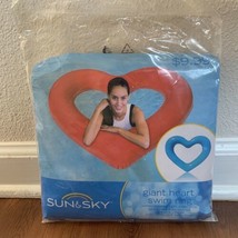 Sun &amp; Sky Inflatable Giant Heart Blue Ring Pool Toy Swim Float 63x53” NEW 2018 - £34.73 GBP