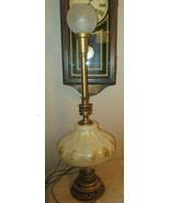 Vintage Antique Mid Century Bulbous Stiffel Glass and Brass Table Lamp 36&quot; - £190.00 GBP