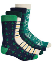 CLUB ROOM Men&#39;s 4Pack Holiday Crew Socks, GREEN, SIZE 8-13 - £7.88 GBP