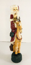 Vintage Pencil Santa Riding on Reindeer Ceramic Taper Candle Holder 10.25&quot; High - £15.25 GBP