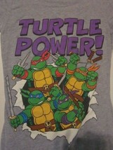 Vintage TMNT TURTLE POWER Character Image Juniors Size S Gray Short Slee... - $4.99
