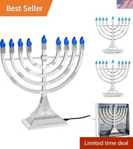 Beautiful Silver Hanukiah - Electric LED Menorah for Cozy Holiday Celebr... - $74.99
