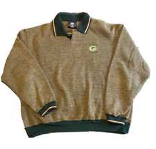 Vintage Green Bay Packers NFL Lee Sport Collared Sweatshirt Sweater Gree... - $13.98