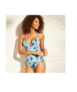 Shade &amp; Shore Brand ~ One Piece Women&#39;s Size 32C ~ Floral Swimsuit ~ Tea... - £17.59 GBP
