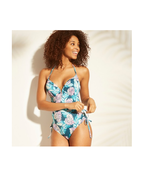 Shade &amp; Shore Brand ~ One Piece Women&#39;s Size 32C ~ Floral Swimsuit ~ Tea... - $30.69 CAD