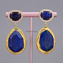 GG Jewelry Natural Water drop Lapis Lazuli  Sodalite Gold Plated Stud Earrings C - £30.95 GBP