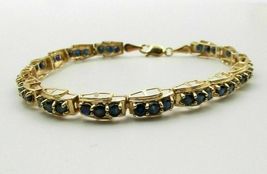 8.65CT Round Cut Blue Sapphire &amp; Diamond Women&#39;s Bracelet 14K Yellow Gold Over - £131.20 GBP