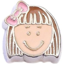 Light Brown Short Hair Girl Floating Locket Charm - £1.93 GBP