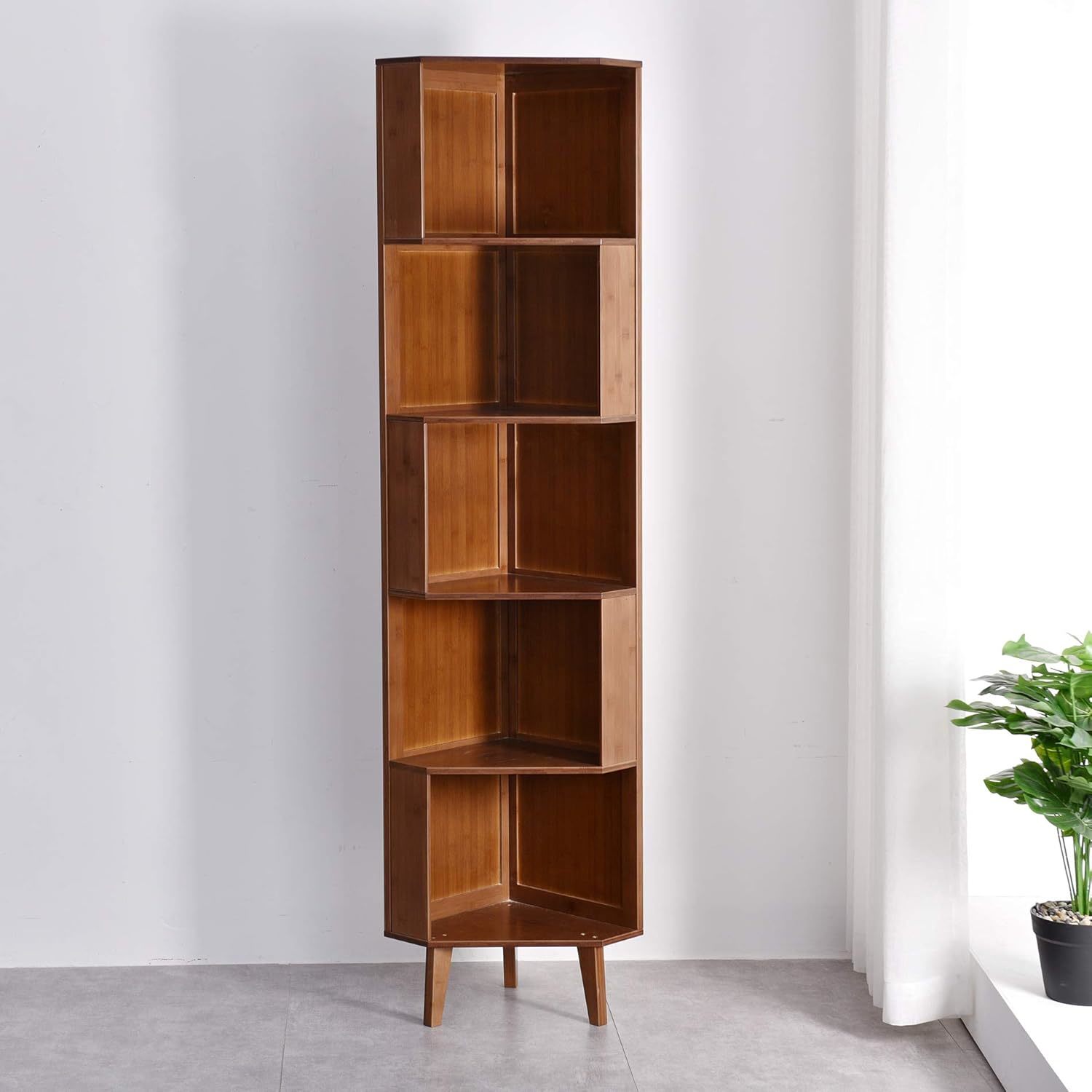 5-Bookcase Industrial Cube Shelf Corner Bookshelf Display Corner Storage Tall Bo
