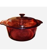 Vision Corning Ware Cranberry 5L Dutch Oven Stock Pot Pyrex  Lid Amber P... - $188.67 CAD