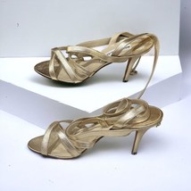 MANOLO BLAHNIK Light Champagne Gold Nappa Leather Ankle Wrap Sandals Size38.5 - $250.00