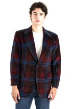 VTG 70s Peters Plaid Corduroy Blazer Jacket 44R Red Blue  Once Upon Holl... - $178.15