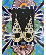 Beaded Leopard Print Fringe Earrings (Dangle, Miyuki, Multi-Colored) - £17.34 GBP