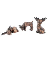 3 VTG Hand Paint Ceramic Reindeer Figurines Christmas Kimple Quilt Plush... - $29.99