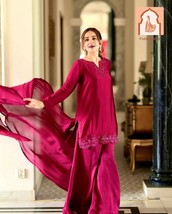 &quot;Farsi Salwar Suit Set for Women - Natural Crepe Silk Top Bottom Dupatta... - $50.00