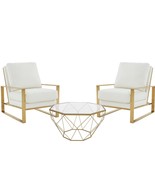 LeisureMod Jefferson 3-Piece Set with Leather Arm Chairs and Octagonal C... - $52,842.48 MXN