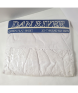 Vintage DAN RIVER Queen White Cotton Blend Eyelet Majestic Lace Flat She... - $590.04 MXN