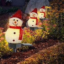 3PCS Solar Powered LED Snowman Light Decor Outdoor Garden Stake Lamp Christmas - £31.38 GBP
