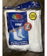 Fruit of the Loom ~ 6-Pair White Socks Crew Sock Polyester Blend ~ Size ... - $27.06 CAD