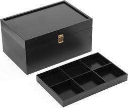 Wooden Storage Box, 12.6X8.3X6.3 Inches Large Bamboo Wood Keepsake Box, ... - $42.99