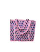 Floral Block Printed Tote Bag Large Quilted Tote Bags Vintage Travel Bag - $24.34+