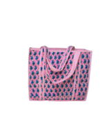Floral Block Printed Tote Bag Large Quilted Tote Bags Vintage Travel Bag - €20,76 EUR+