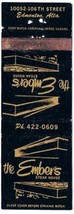 Matchbook Cover The Embers Steak House Edmonton Alberta - £1.09 GBP