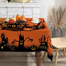 Halloween Tablecloth 52X70 Inches - Orange Castle Halloween Decorations For Home - $22.99