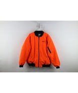 Vtg 90s Mens Size XL Spell Out Abrams Towing Quilted Bomber Jacket Blaze Orange - $84.10