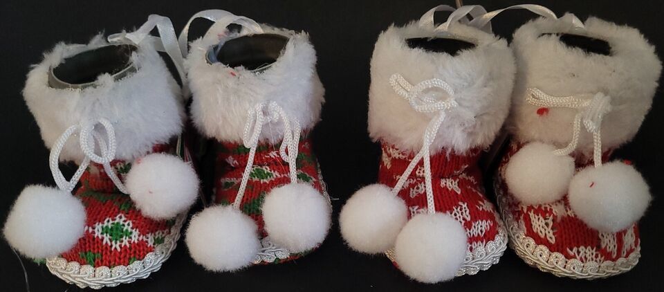 Christmas Ornaments Knit Snow Booties 1 Pr/Pk SELECT: Green or White Acc... - $3.49