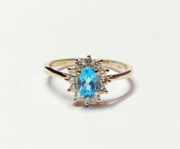 Blue Topaz Wedding Ring Natural Blue Topaz Solitaire Ring 1 Ct Blue Topaz Ring - £29.05 GBP