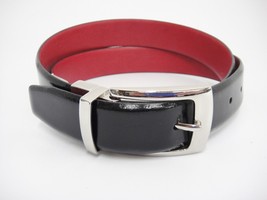 Tallia Reversible Mens Leather Belt Smooth Black or Red Chrome Buckle Si... - £14.16 GBP